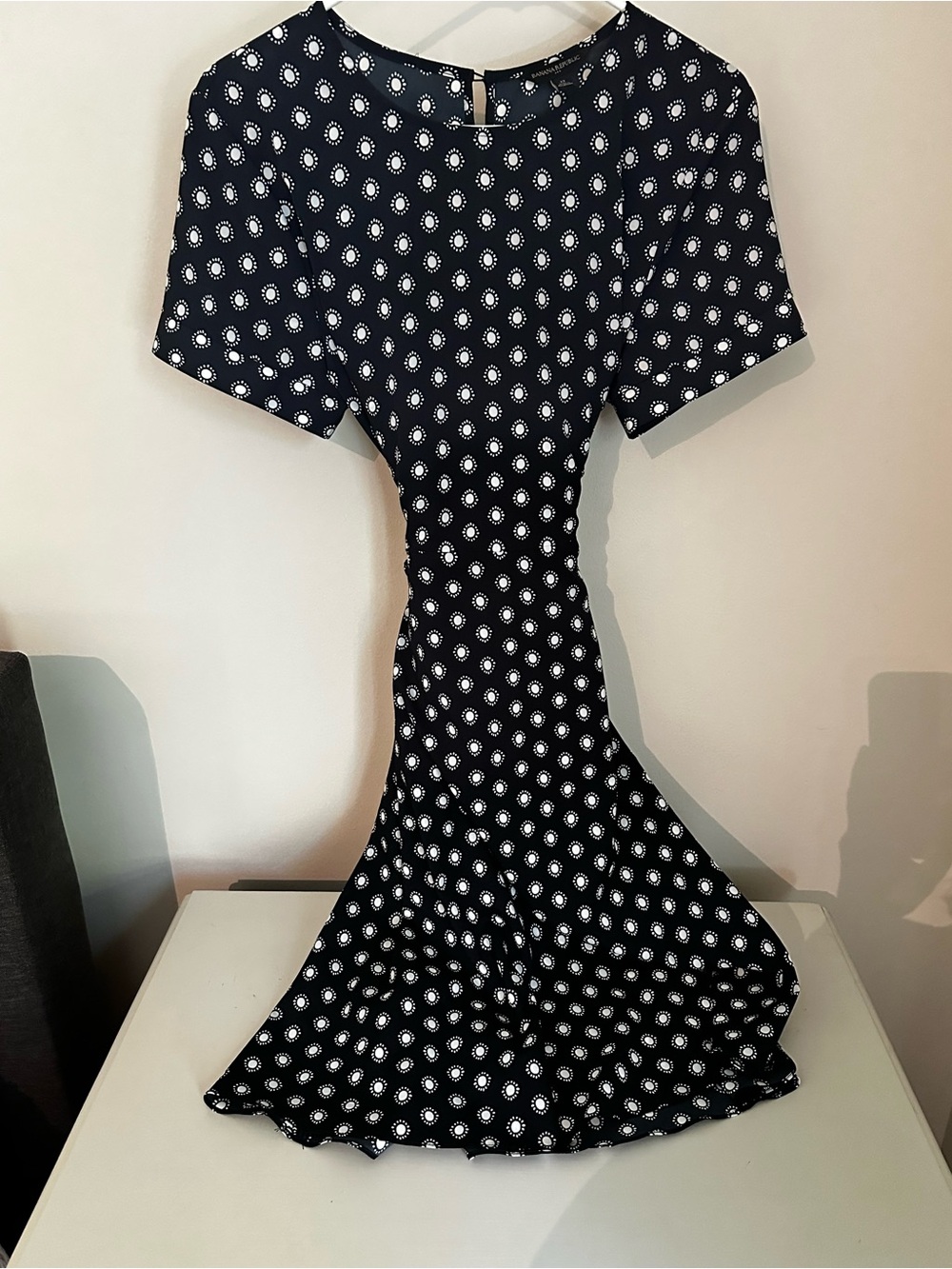 Banana Republic Navy Dress with White Floral Print